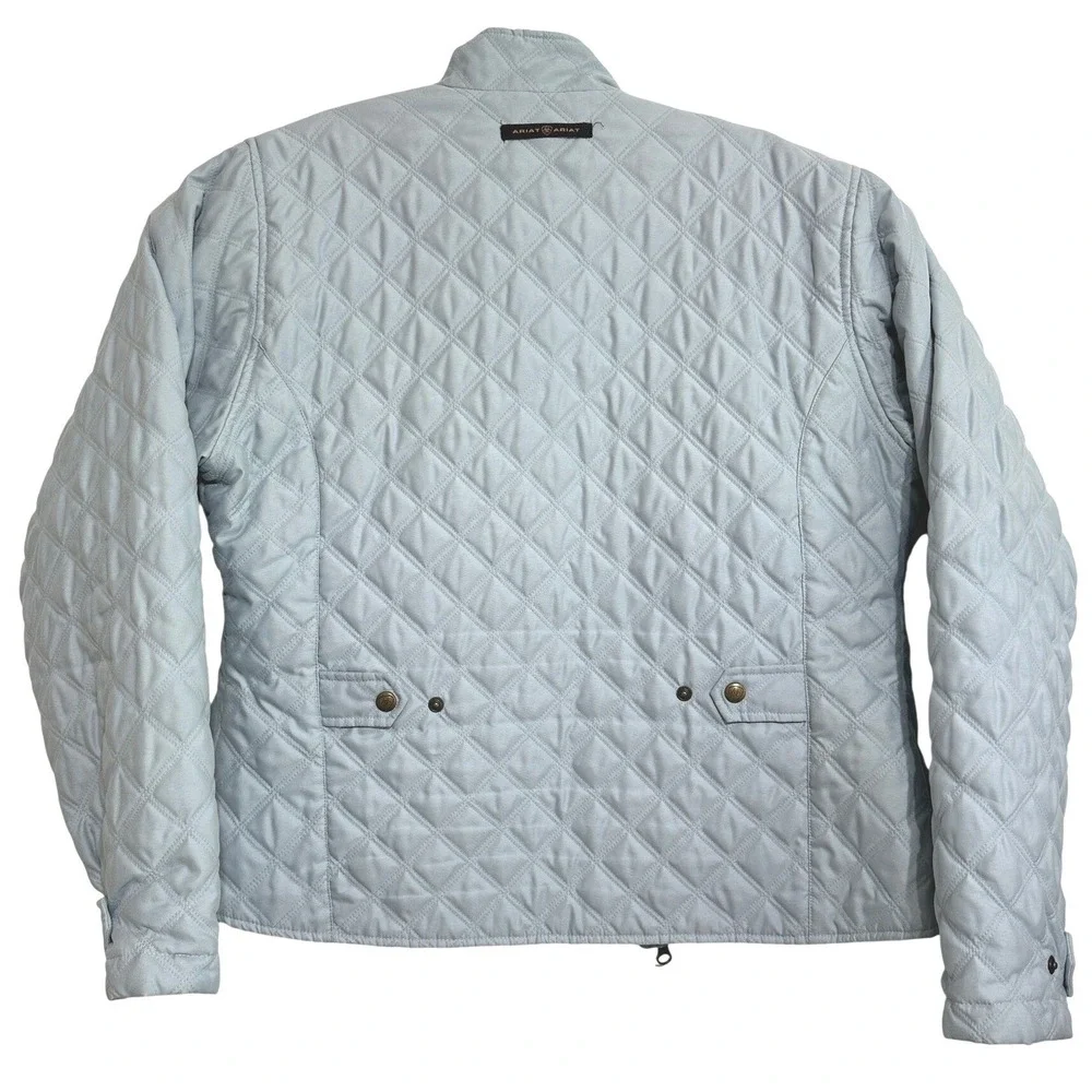 Ariat Quilted Jacket Women Light Blue Diamond Stitch Equestrian Riding Utility L